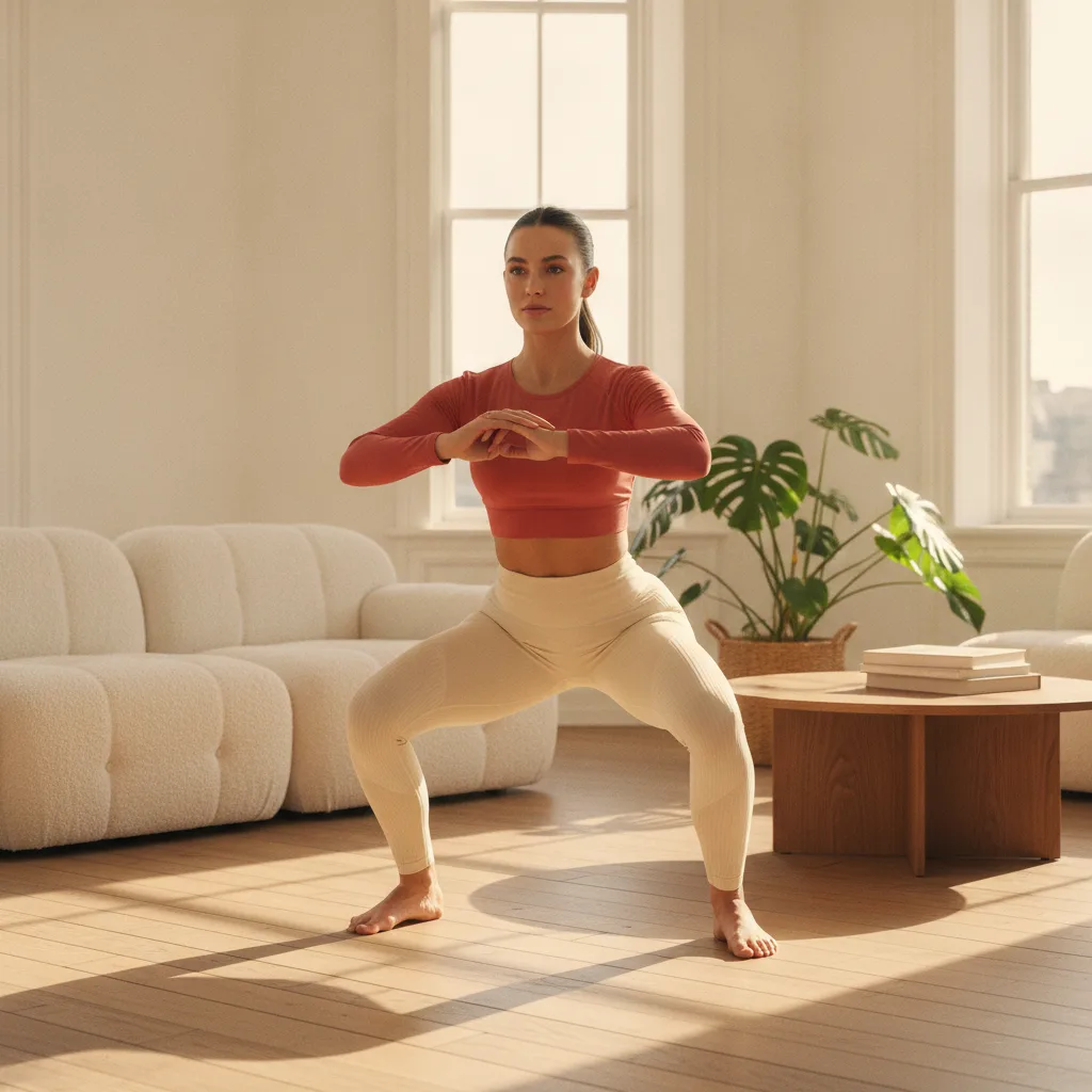 Woman doing at-home strength training